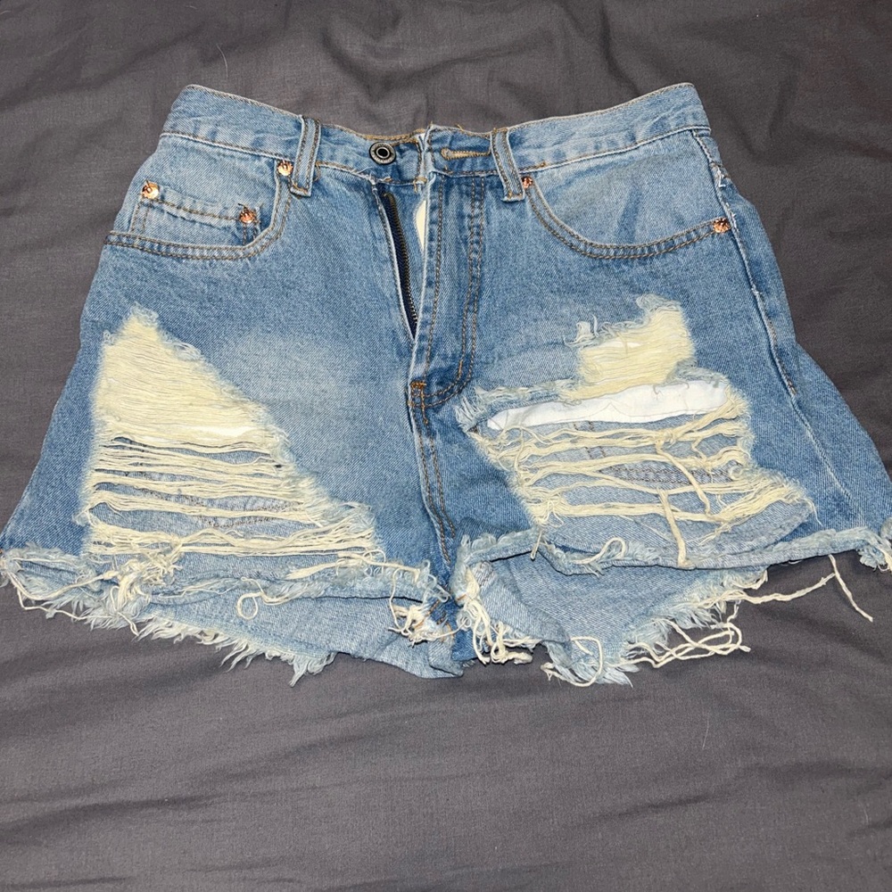 NWT - High Waisted Distressed Denim Shorts